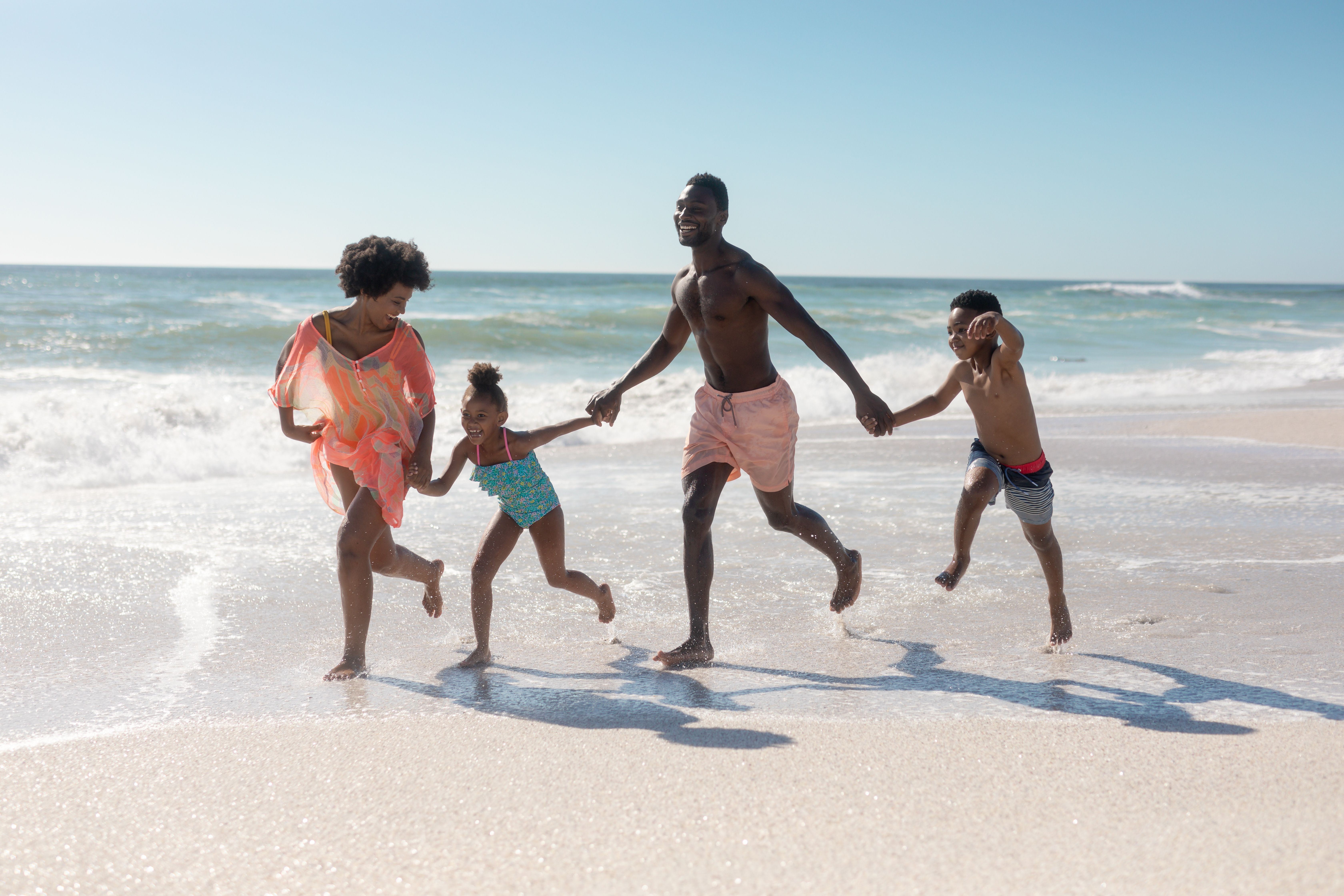 family at beach